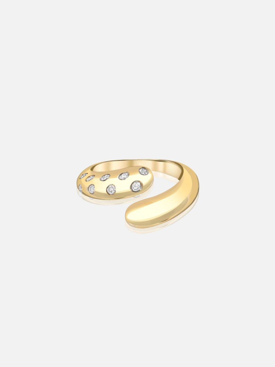 Rings Stacy Nolan | Petal Wrap Ring With Scattered Diamonds Yellow Gold