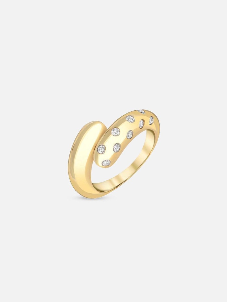 Rings Stacy Nolan | Petal Wrap Ring With Scattered Diamonds Yellow Gold