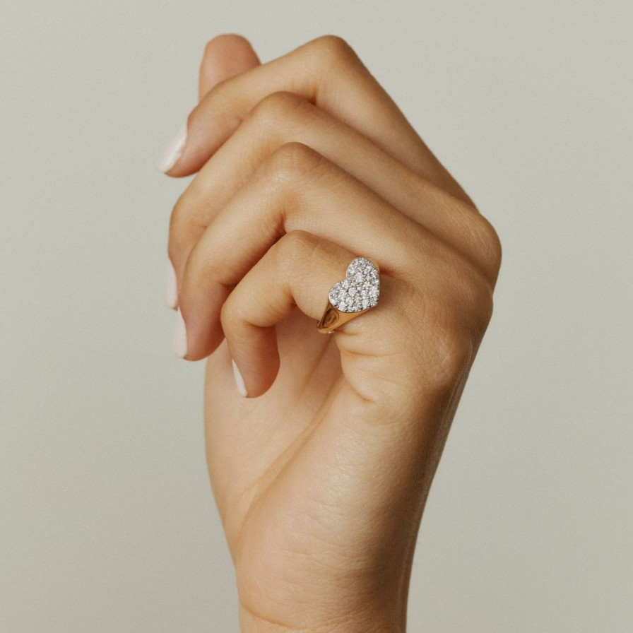 Rings Eriness | Diamond Smushed Heart Pinky Ring