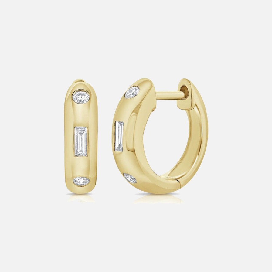 Earrings Lionheart | Diamond Baguette Huggie Earrings