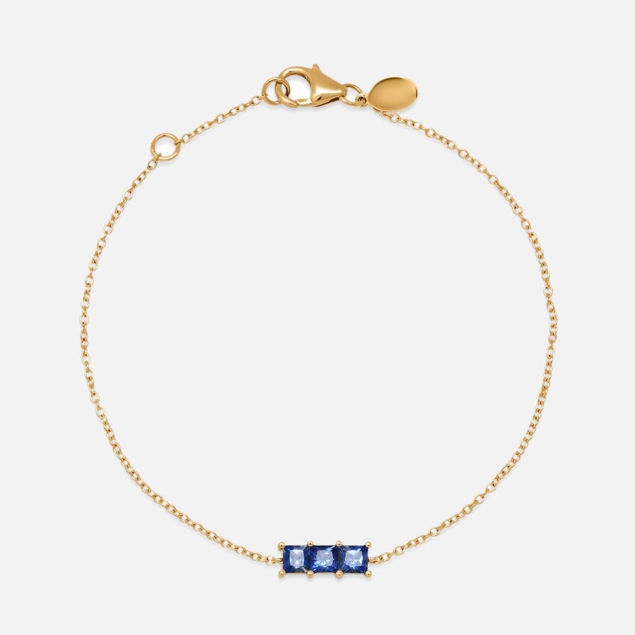 Bracelets Eriness | Triple Blue Sapphire Princess Cut Bracelet