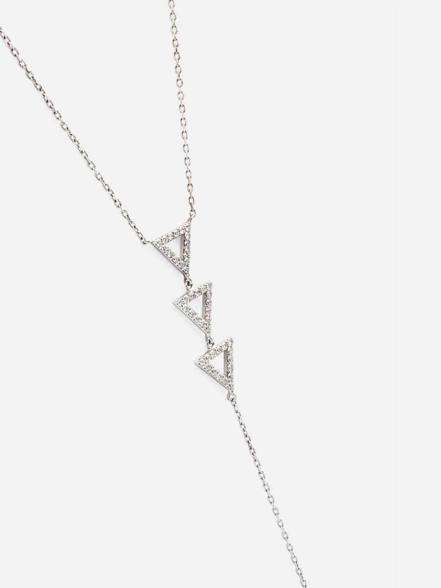 Necklaces Noor Shamma | Troika Lariat Necklace White Gold