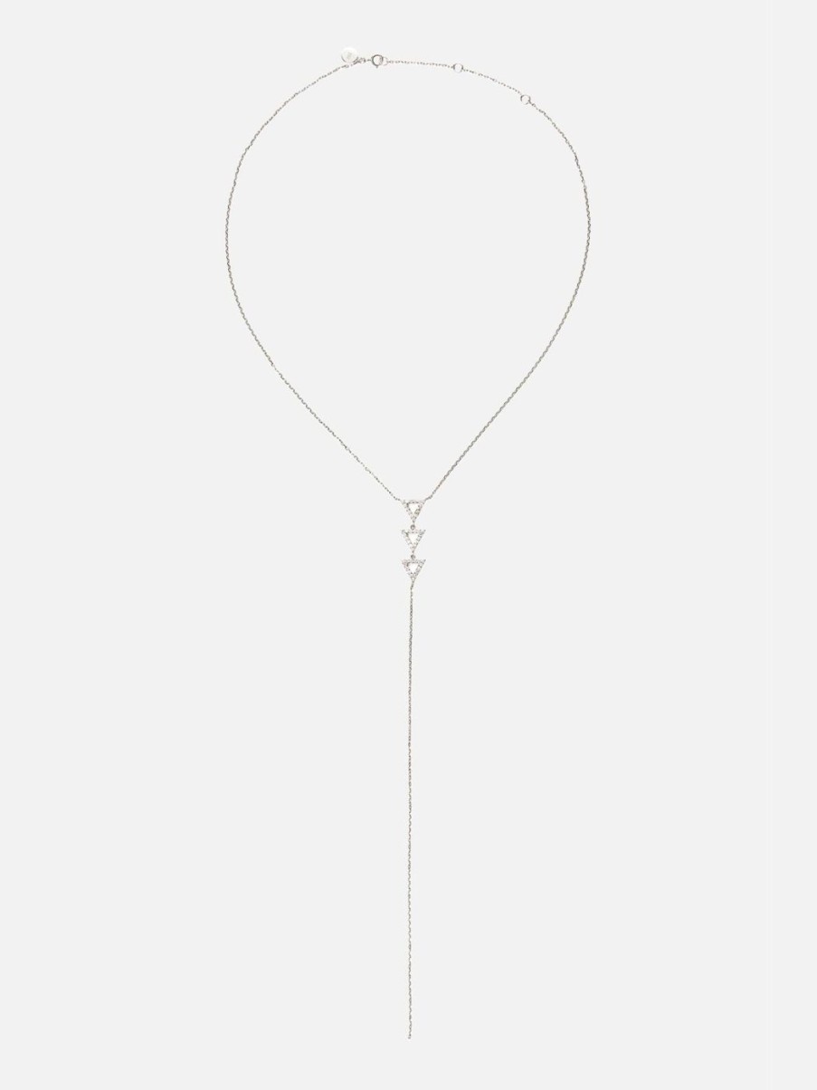 Necklaces Noor Shamma | Troika Lariat Necklace White Gold