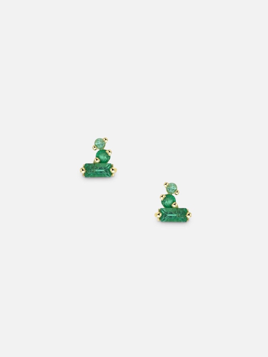 Earrings Meredith Young | Petite Emerald Post Earrings