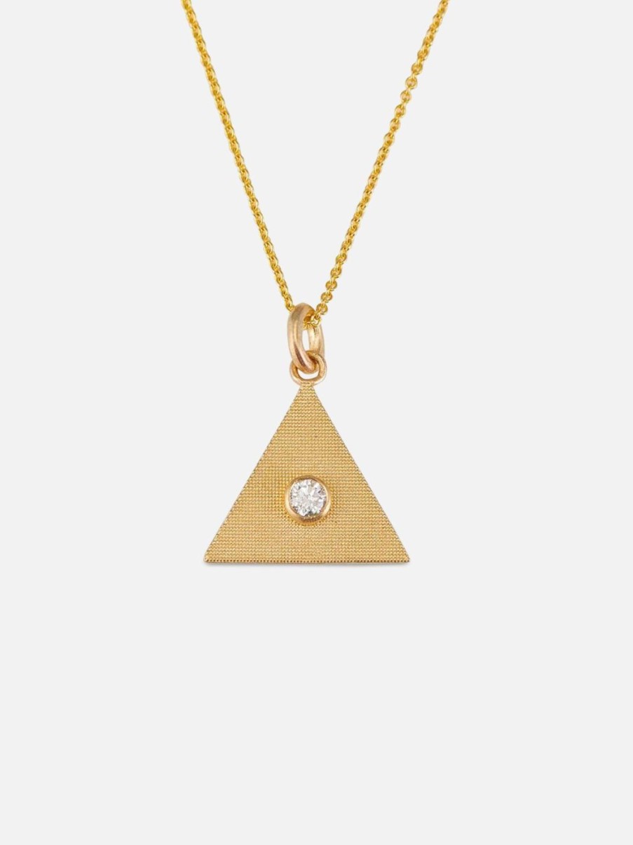 Necklaces Alice Pierre | Sand Triangle Necklace With Diamond