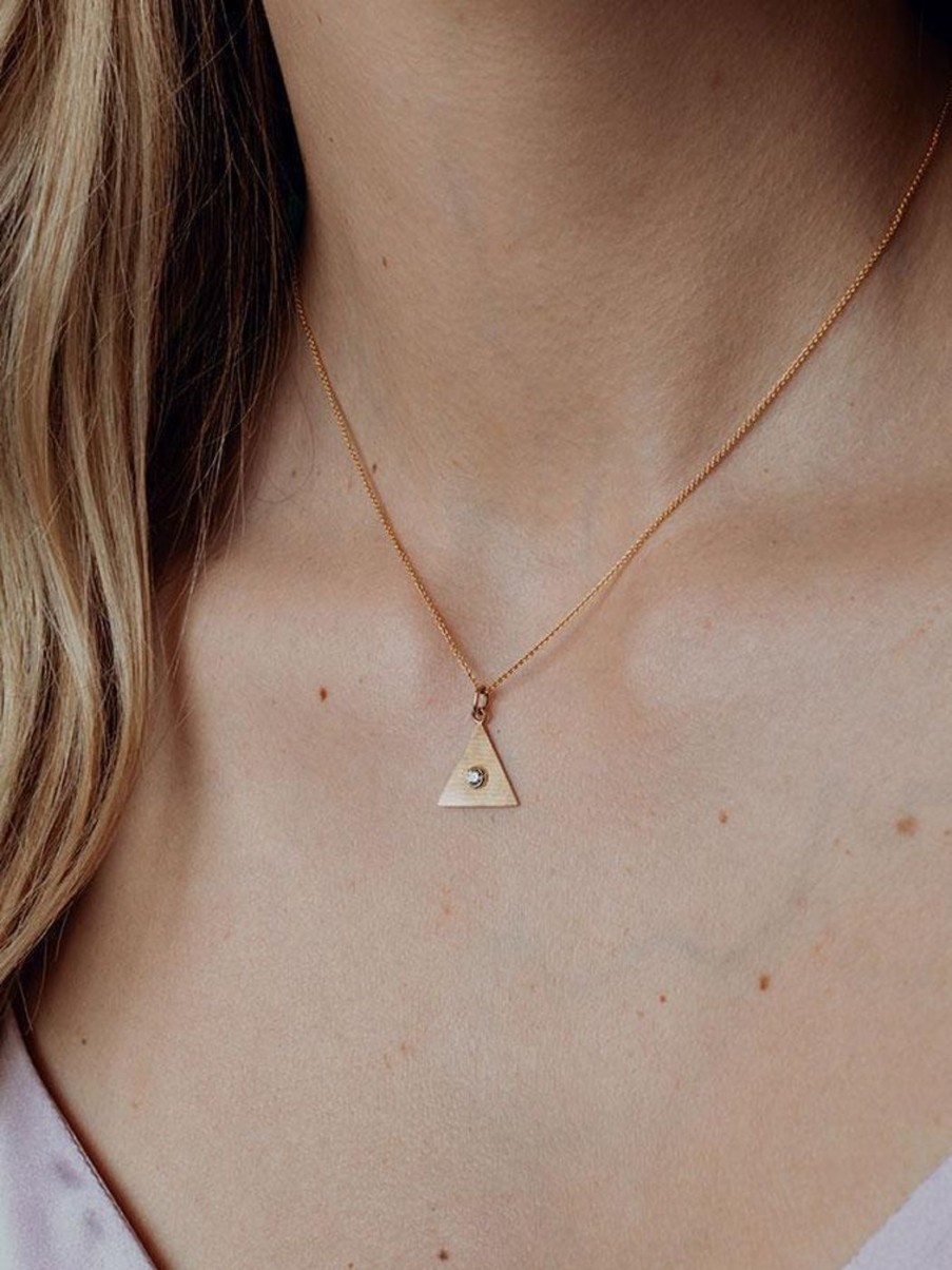 Necklaces Alice Pierre | Sand Triangle Necklace With Diamond