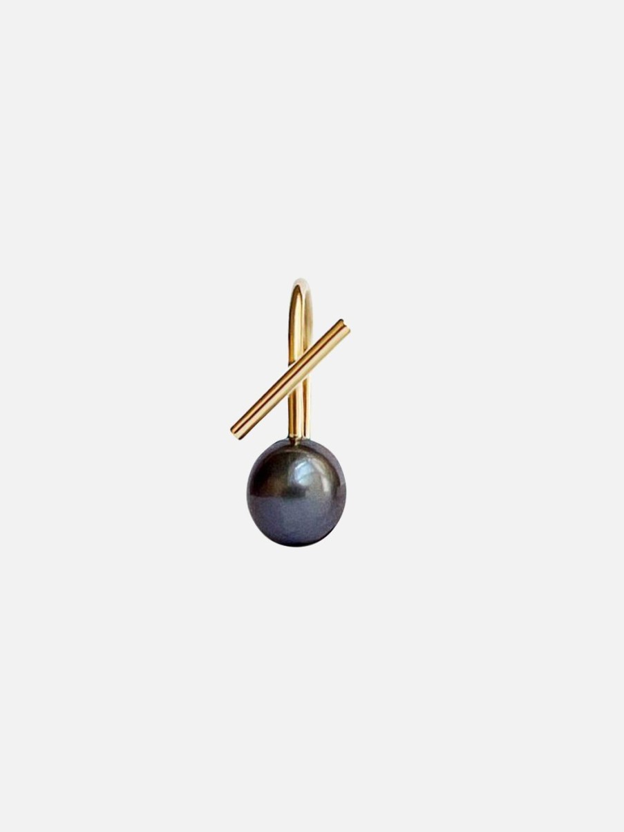 Earrings Labulgara | Black Pearl Horizon Mini Thread Earring