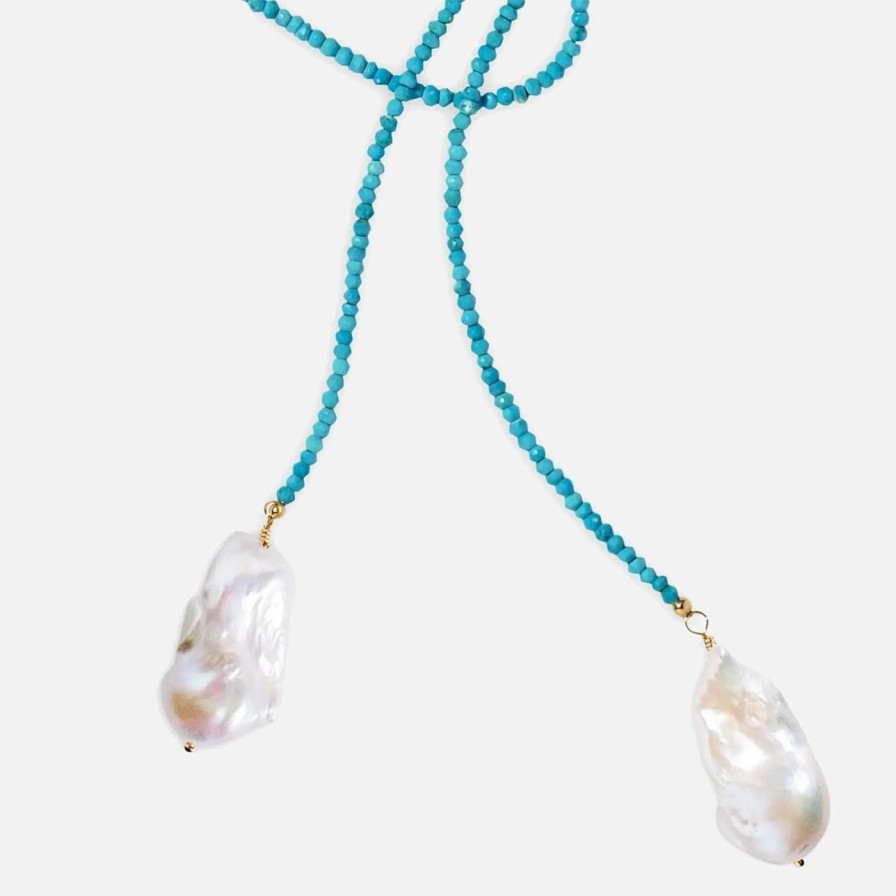 Necklaces Joie DiGiovanni | Classic Gemstone Lariat Turquoise