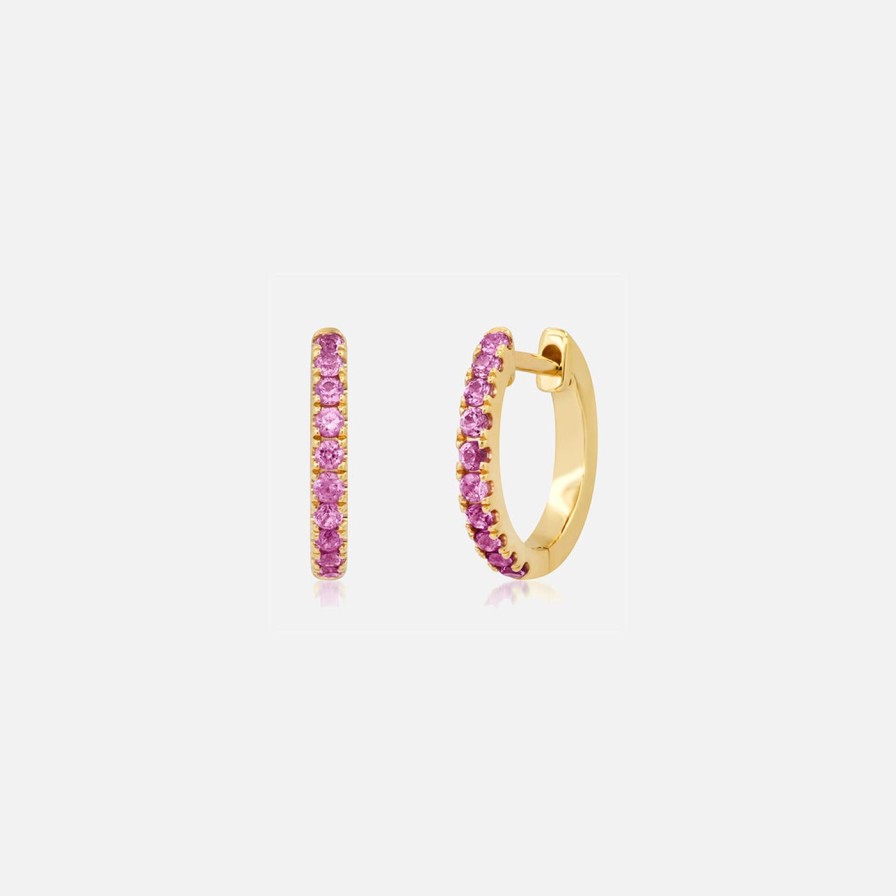 Earrings Eriness | Standard Pink Sapphire Huggies