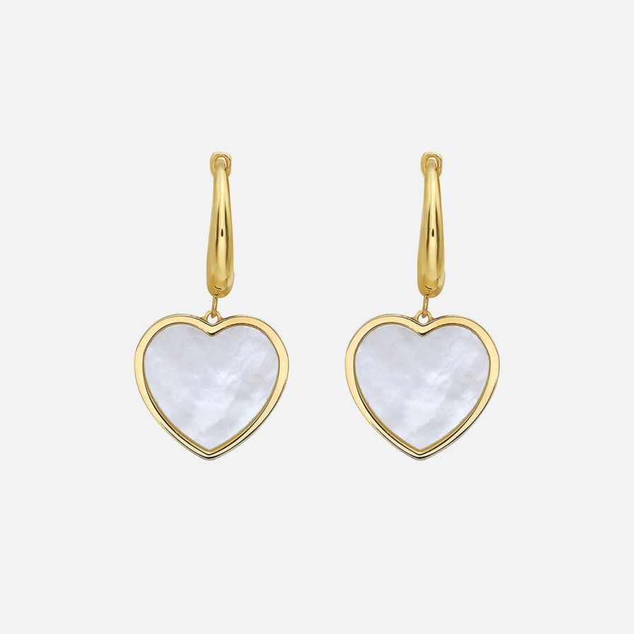 Earrings Lionheart | Heart Drop Mother Of Pearl Huggies