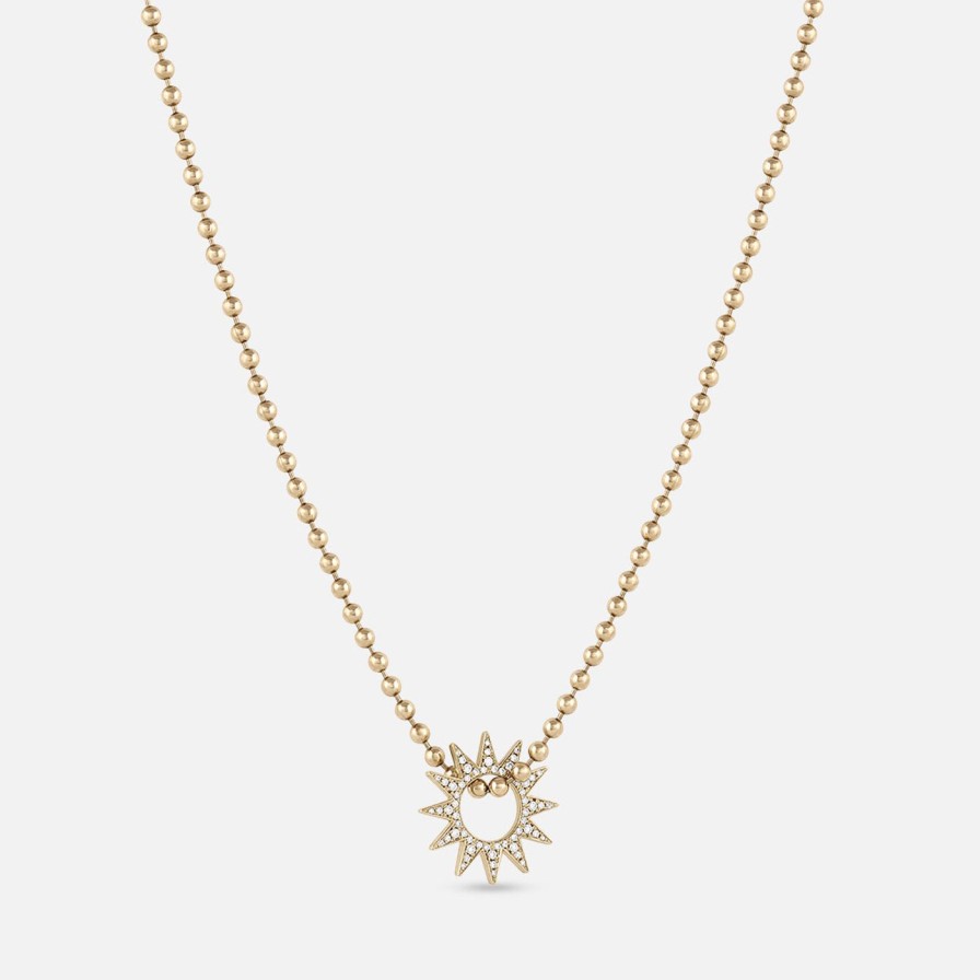 Necklaces EMBLM Fine Jewelry | Pave Mini Spur Necklace 14K Yellow Gold