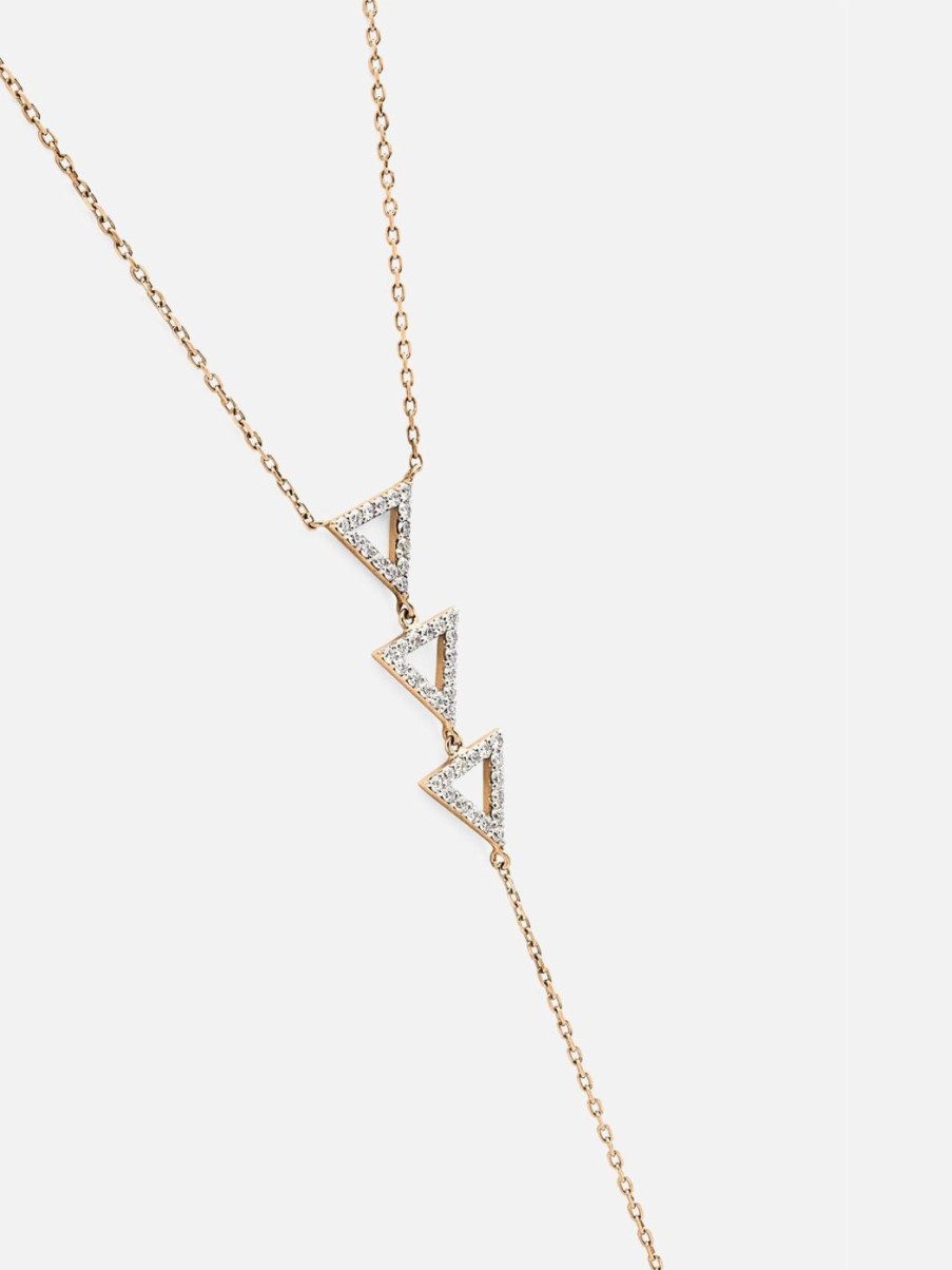 Necklaces Noor Shamma | Troika Lariat Necklace Rose Gold