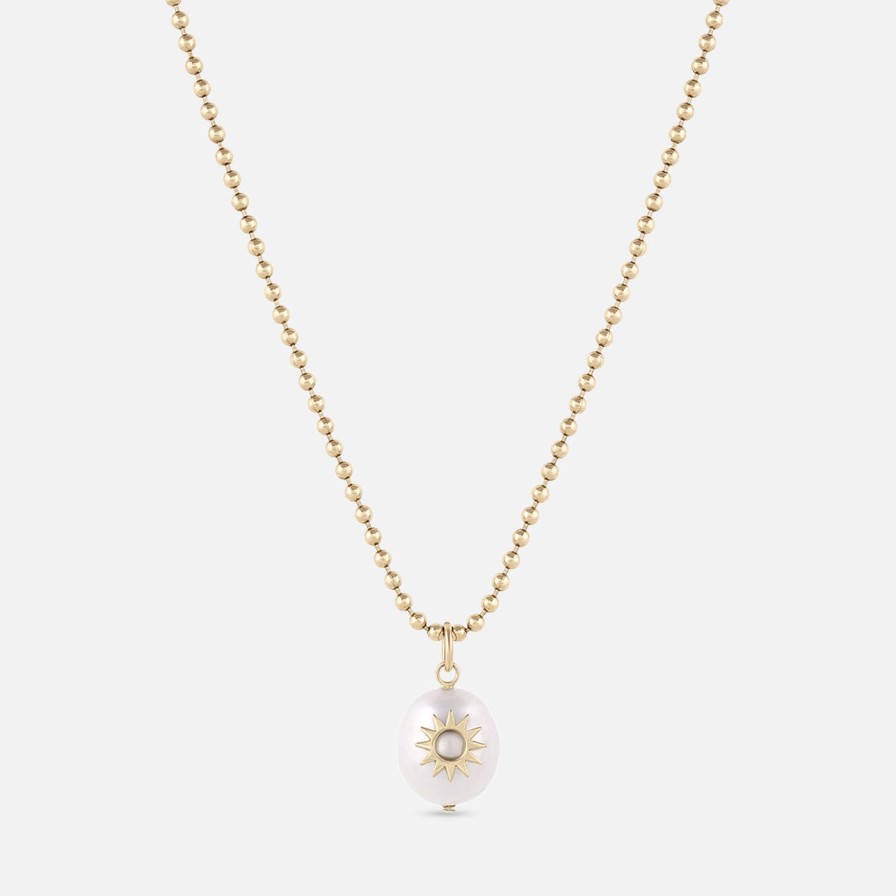 Necklaces EMBLM Fine Jewelry | Pearl Spur Necklace 14K Yellow Gold