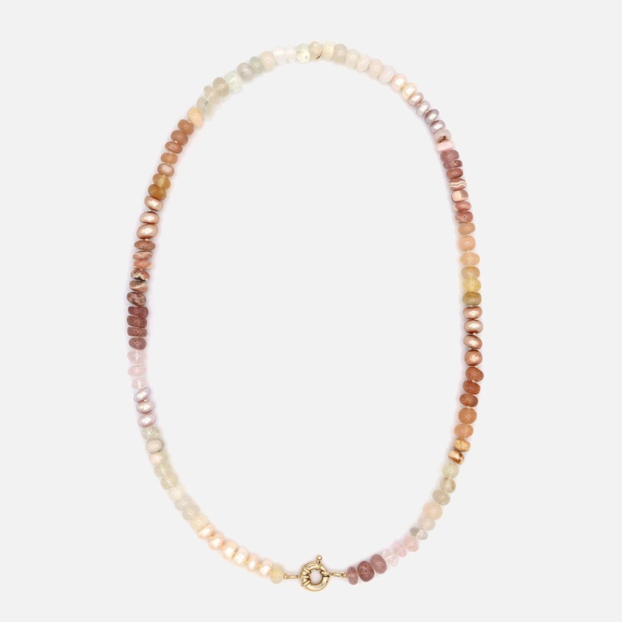 Necklaces Encirkled Jewelry | Peach Pearl Cashmere Rainbow Gemstone Necklace