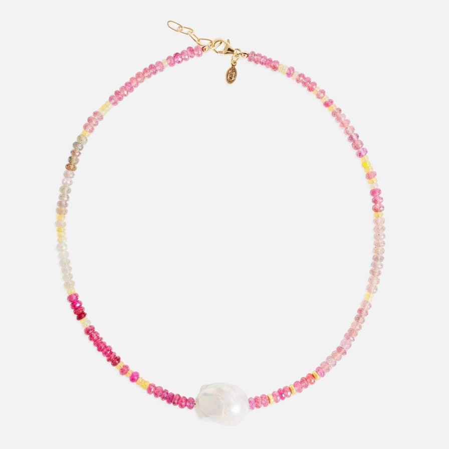 Necklaces Joie DiGiovanni | Raspberry Sherbert Gold Baroque Pearl Necklace