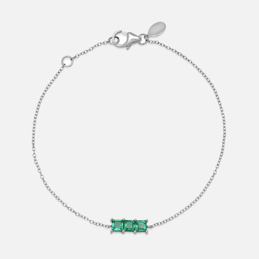 Bracelets Eriness | Triple Emerald Princess Cut Bracelet