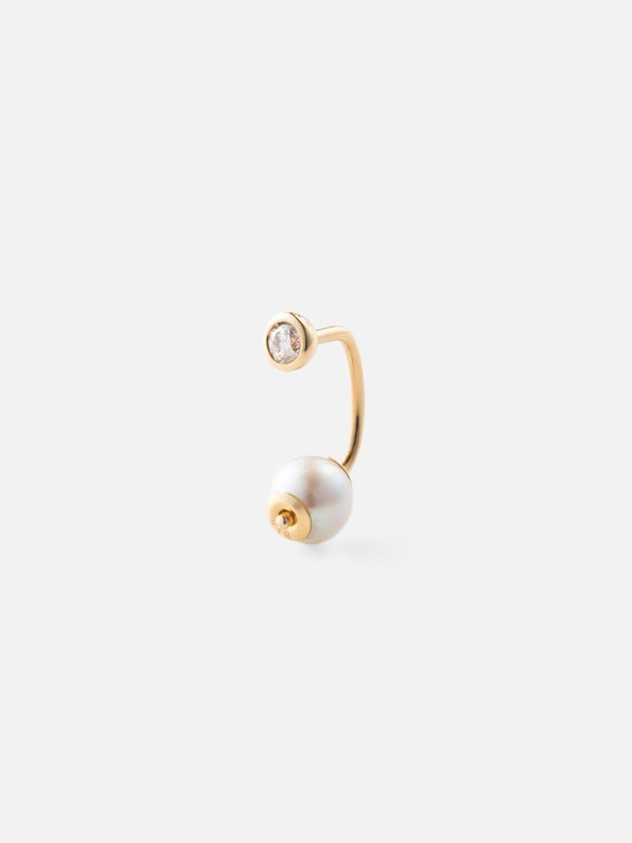 Earrings Hirotaka | Bumble Bee Diamond Earring With Akoya Pearl Backing