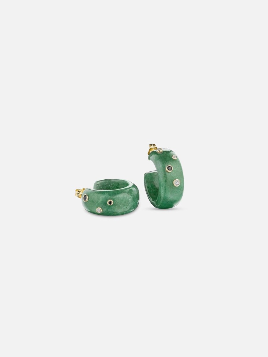 Earrings Bleecker u0026 Prince | Green Onyx Hoops