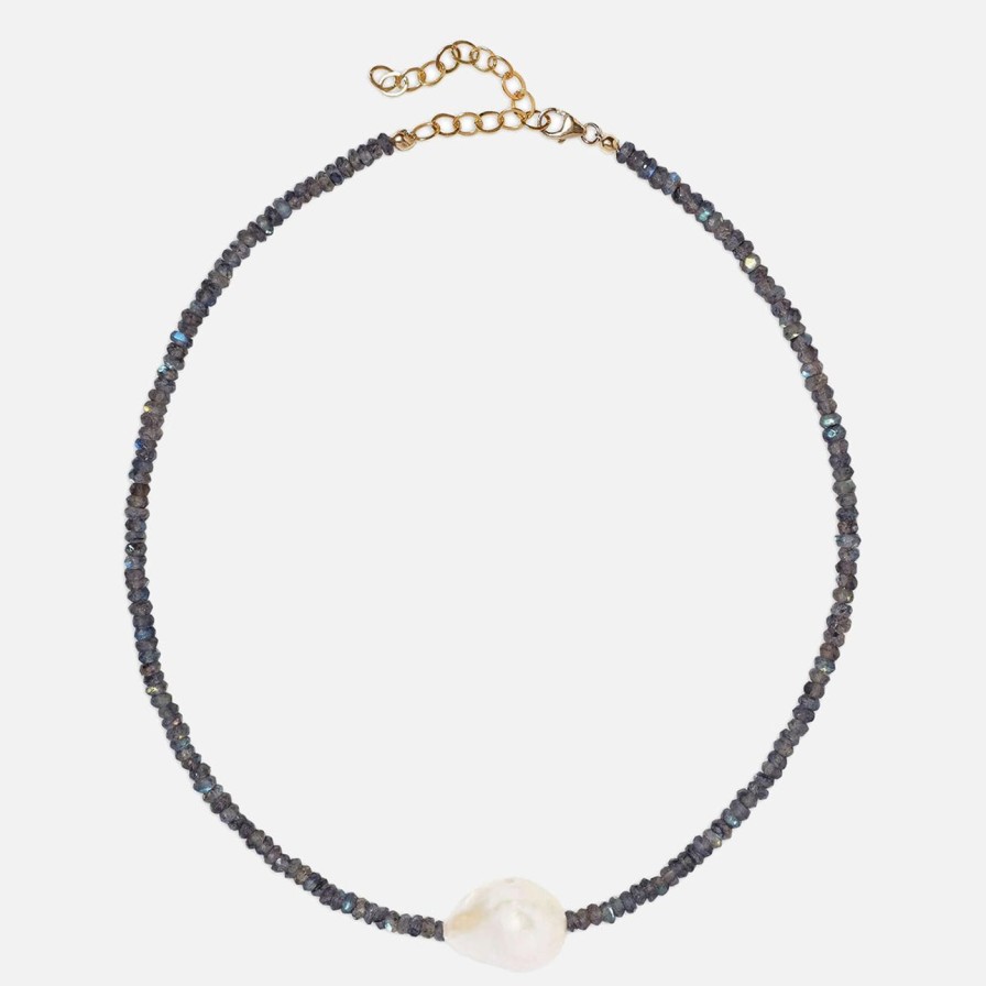 Necklaces Joie DiGiovanni | Single Baroque Pearl Gemstone Necklace Labradorite