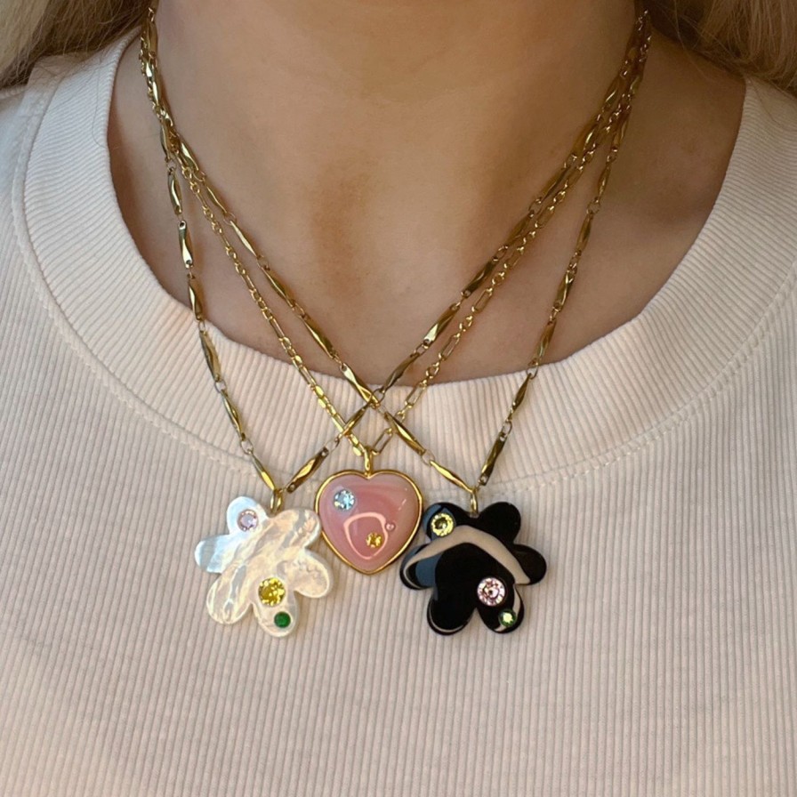 Necklaces NOTTE | Cotton Candy Heart To Heart Necklace