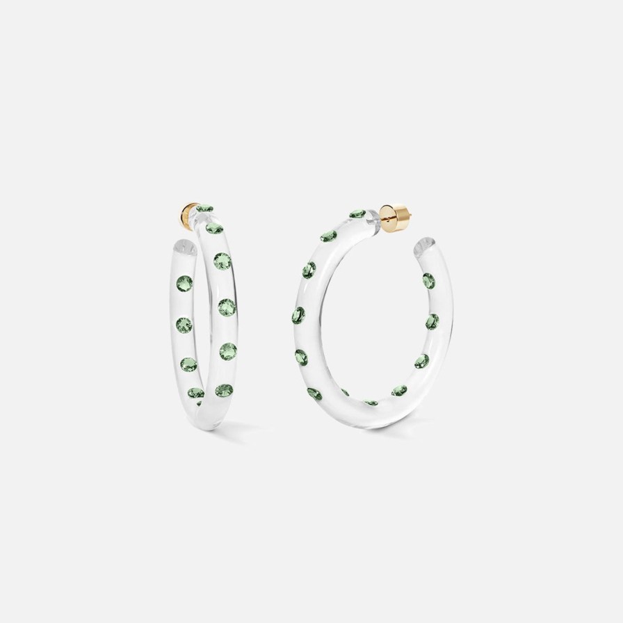 Earrings Sarah Noor | Medium Lucid Hoops, Green