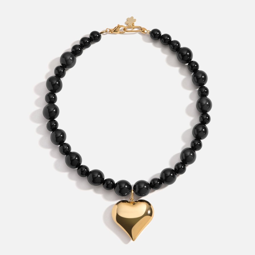 Necklaces NOTTE | Midnight Heart Of Gold Necklace