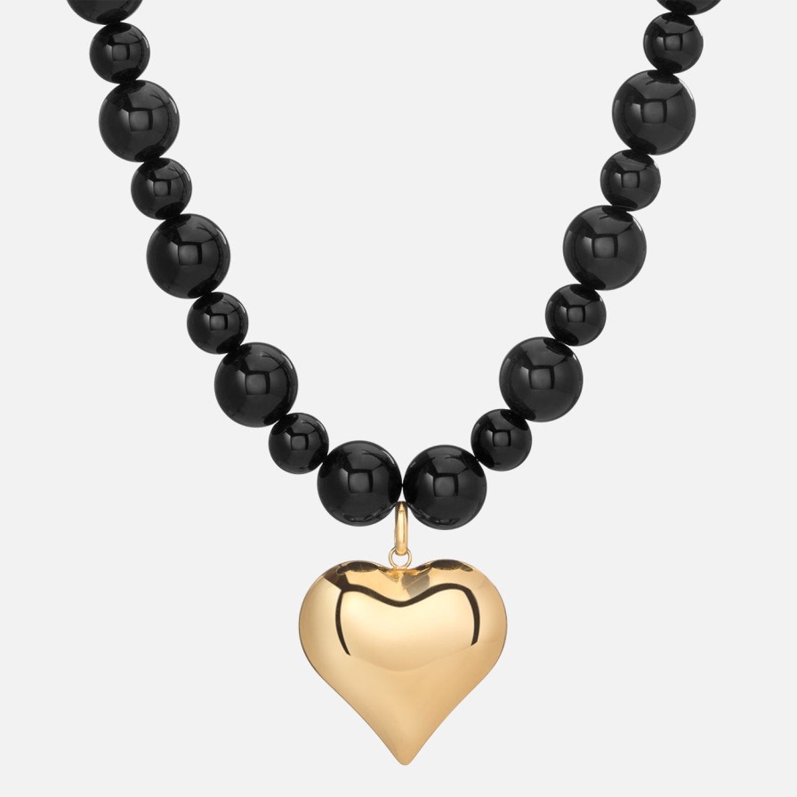 Necklaces NOTTE | Midnight Heart Of Gold Necklace