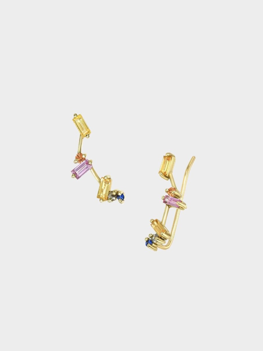 Earrings Meredith Young | Multi Colored Sapphire Climbers