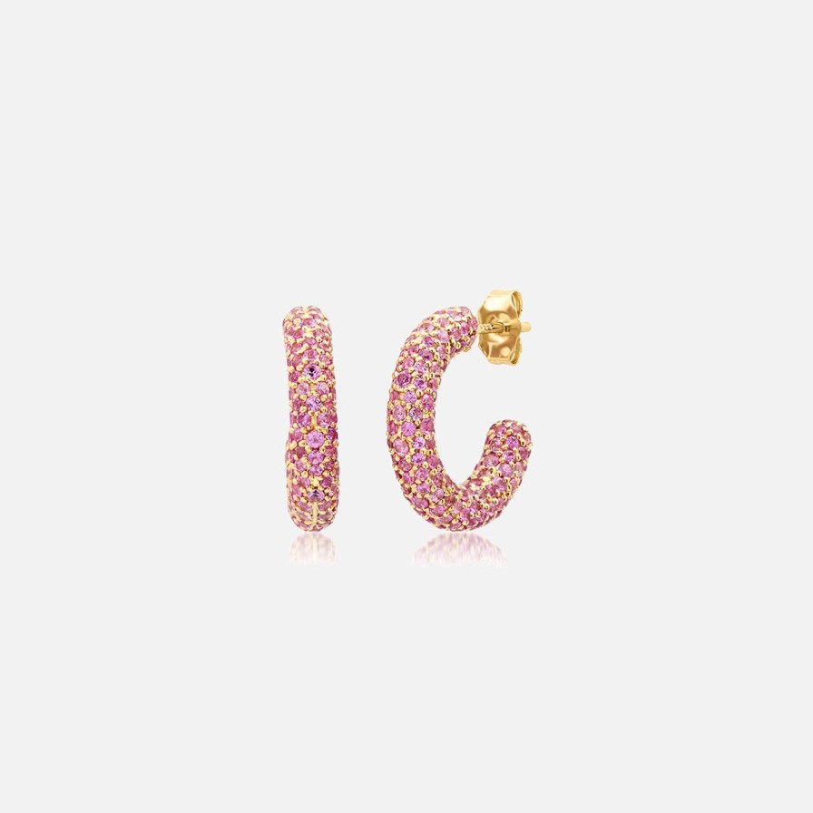 Earrings Eriness | Mini Pink Sapphire Party Hoops