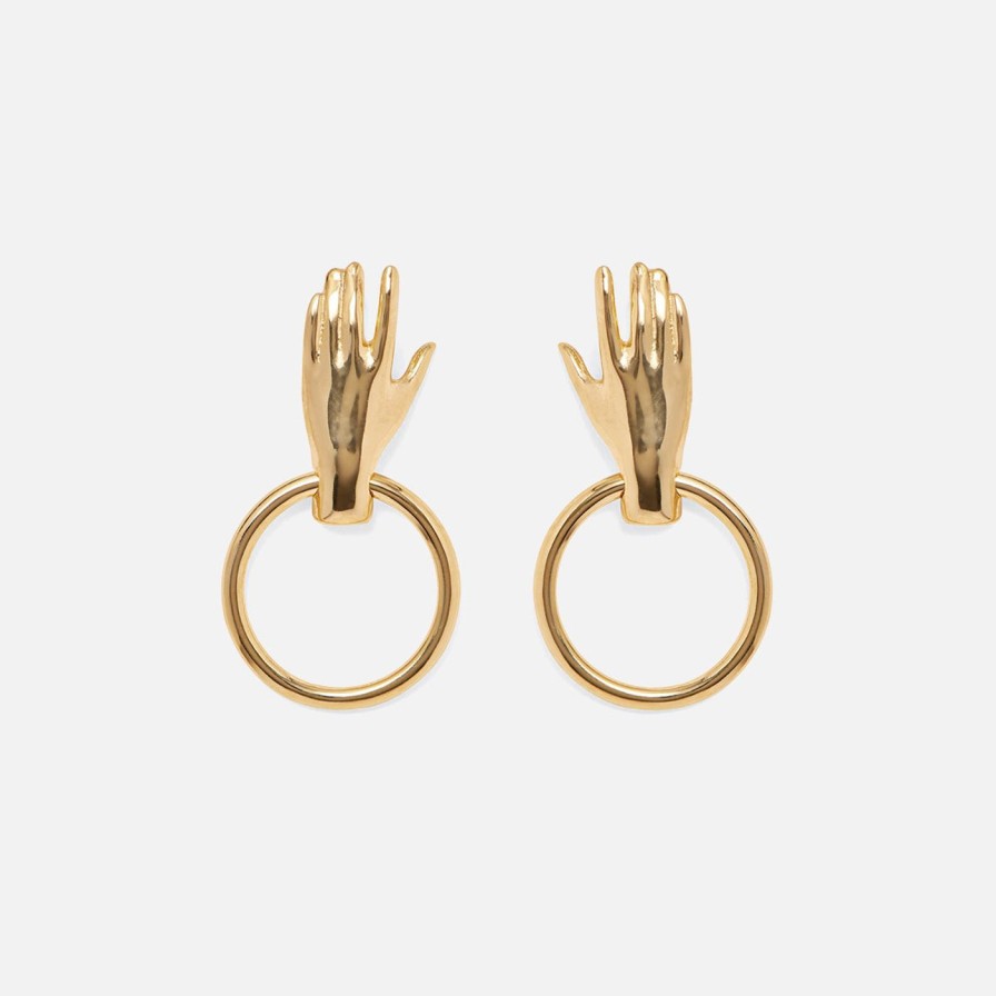 Earrings Lady Grey | Hand Hoop Earring In Gold