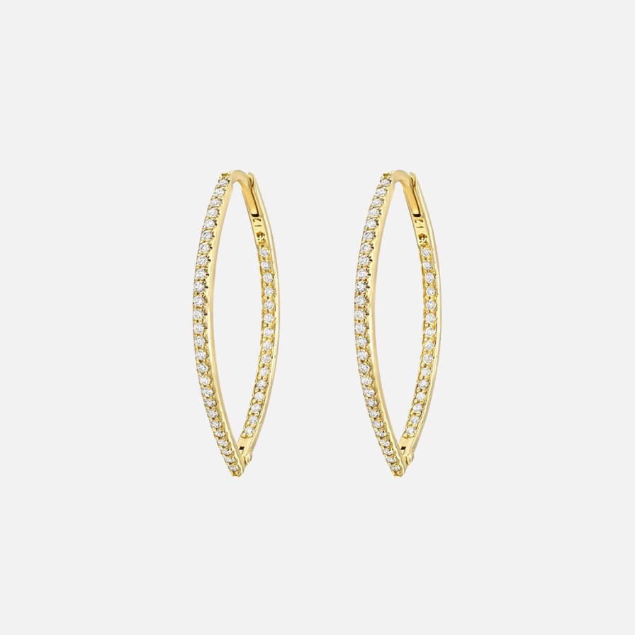 Earrings Stacy Nolan | Marquise Hoops With Diamonds Inside And Out Yellow Gold