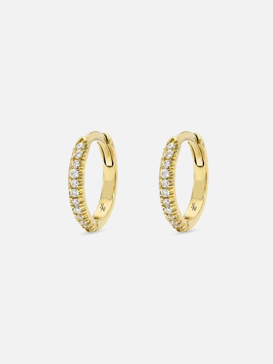 Earrings Stacy Nolan | Huggie Hoop With Diamonds - 11 Mm