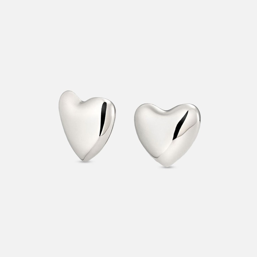 Earrings Annika Inez | Voluptuous Heart Earrings, Large Sterling Silver