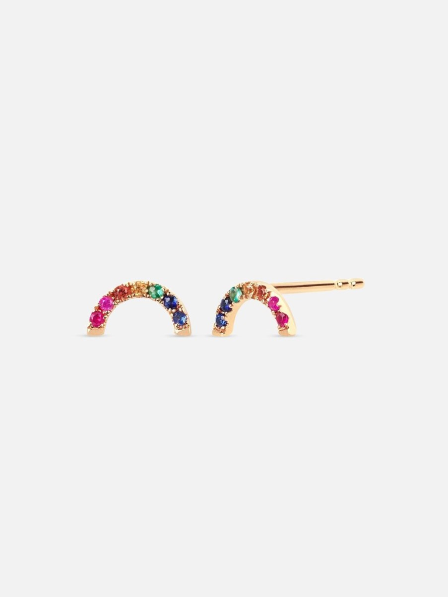 Earrings EF Collection | Diamond Rainbow Stud Earring