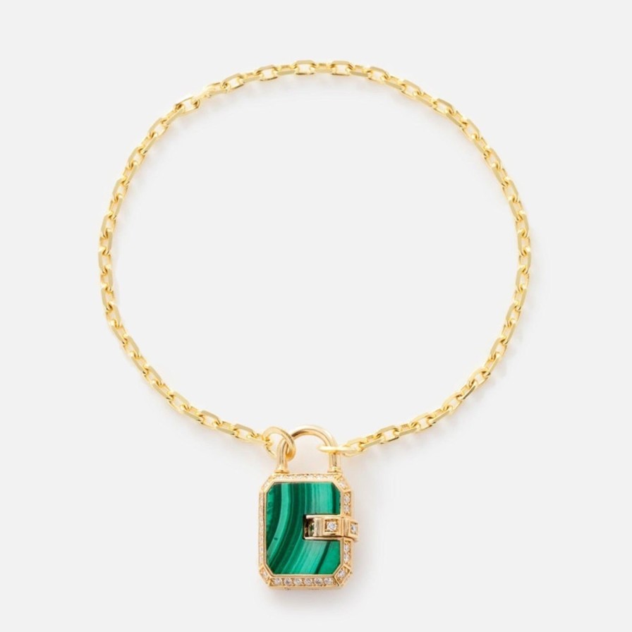 Necklaces James Banks Design | Mini Padlock, Malachite