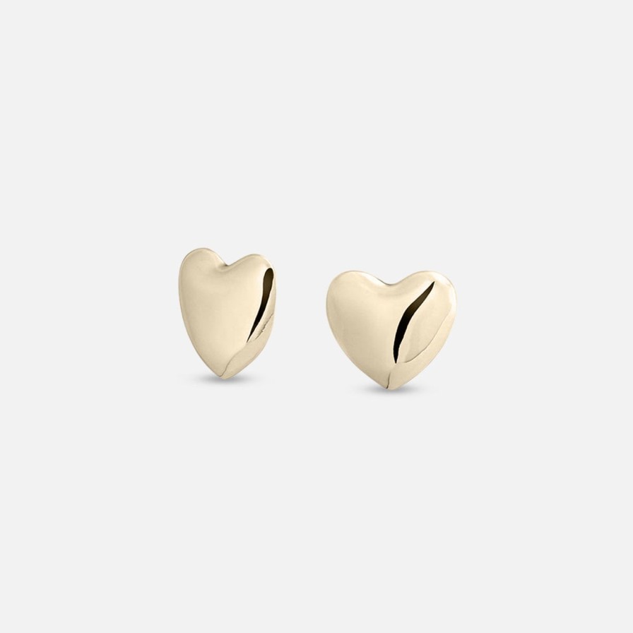 Earrings Annika Inez | Voluptuous Heart Earrings, Small Gold Plated