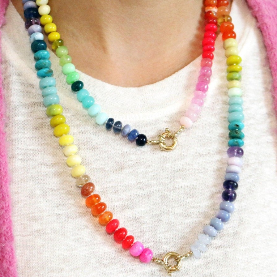 Necklaces Encirkled Jewelry | Neon Rainbow Gemstone Necklace