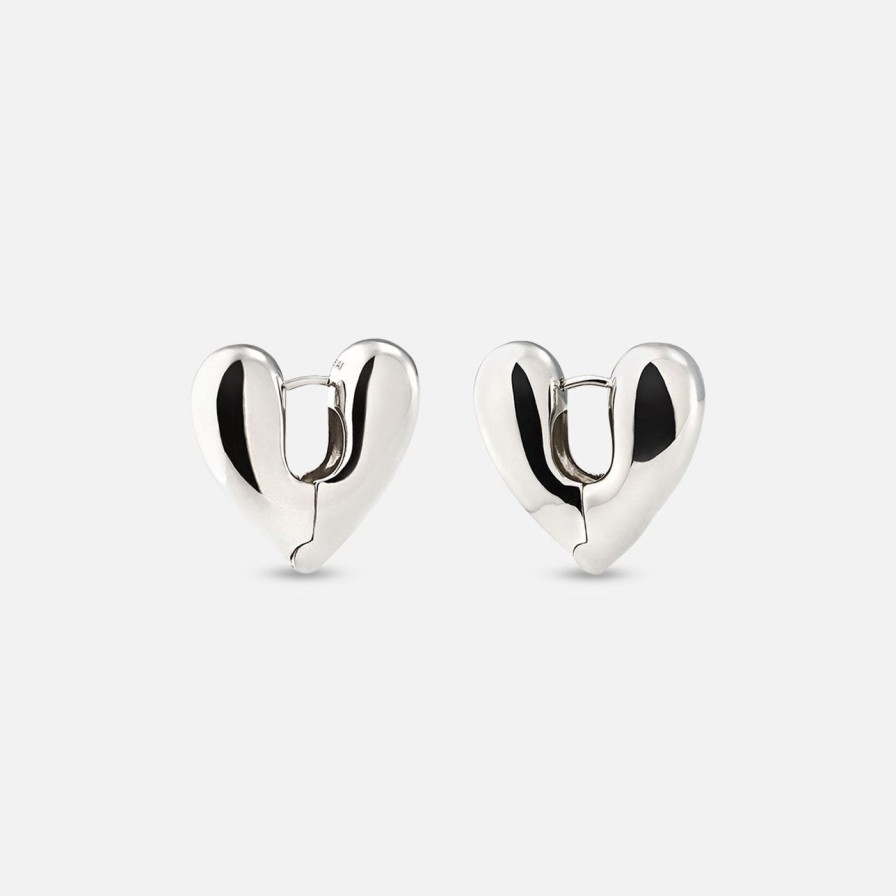 Earrings Annika Inez | Heart Hoops, Small Sterling Silver