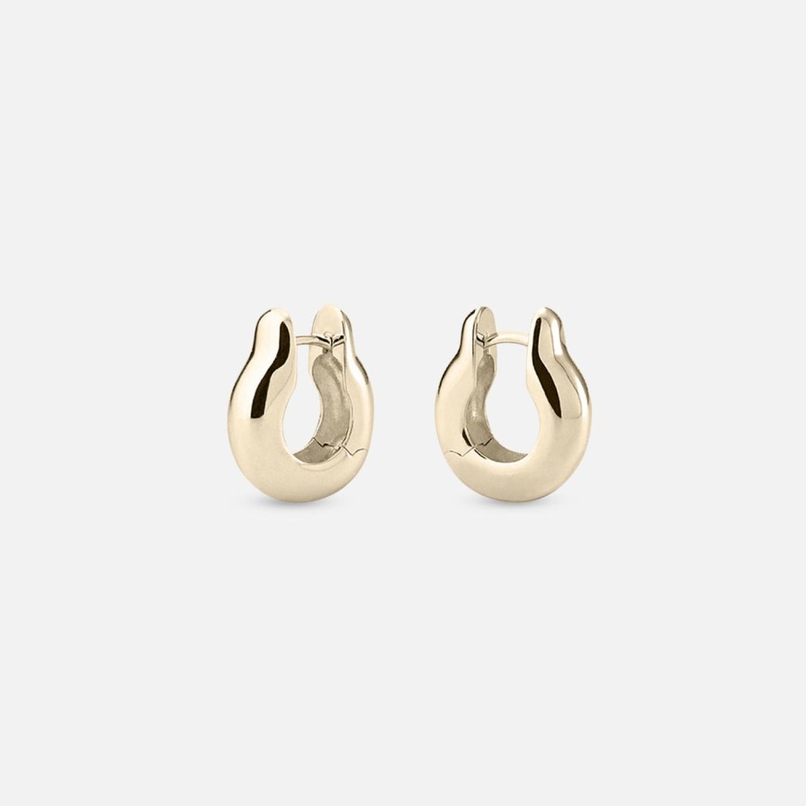 Earrings Annika Inez | Ample Hinge Hoops, Small Gold Plated