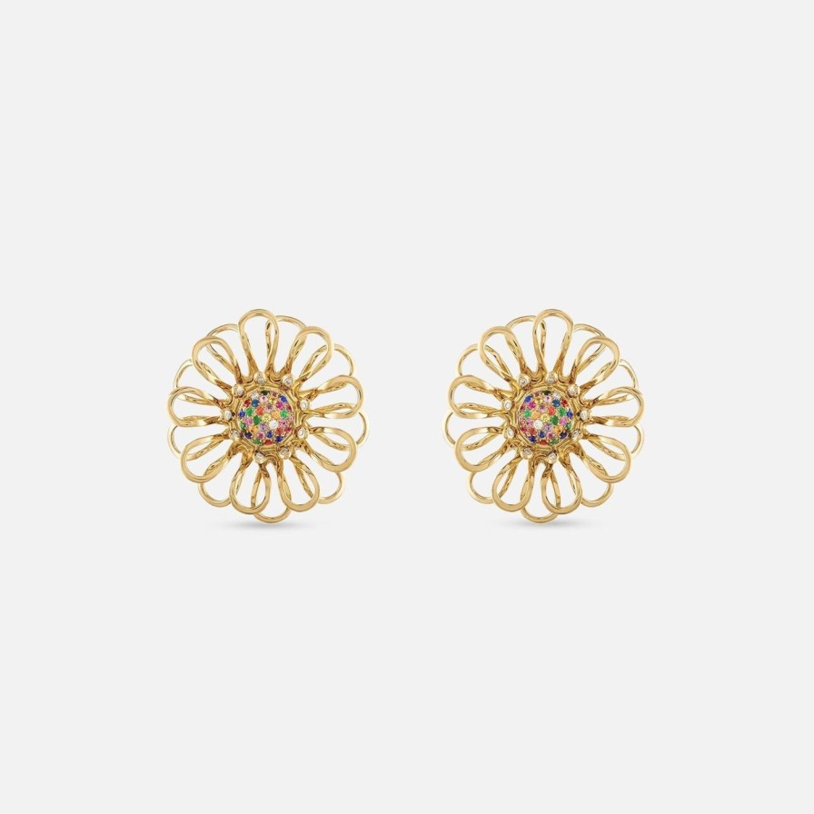 Earrings Eden Presley | Bloom Earrings Yellow Gold