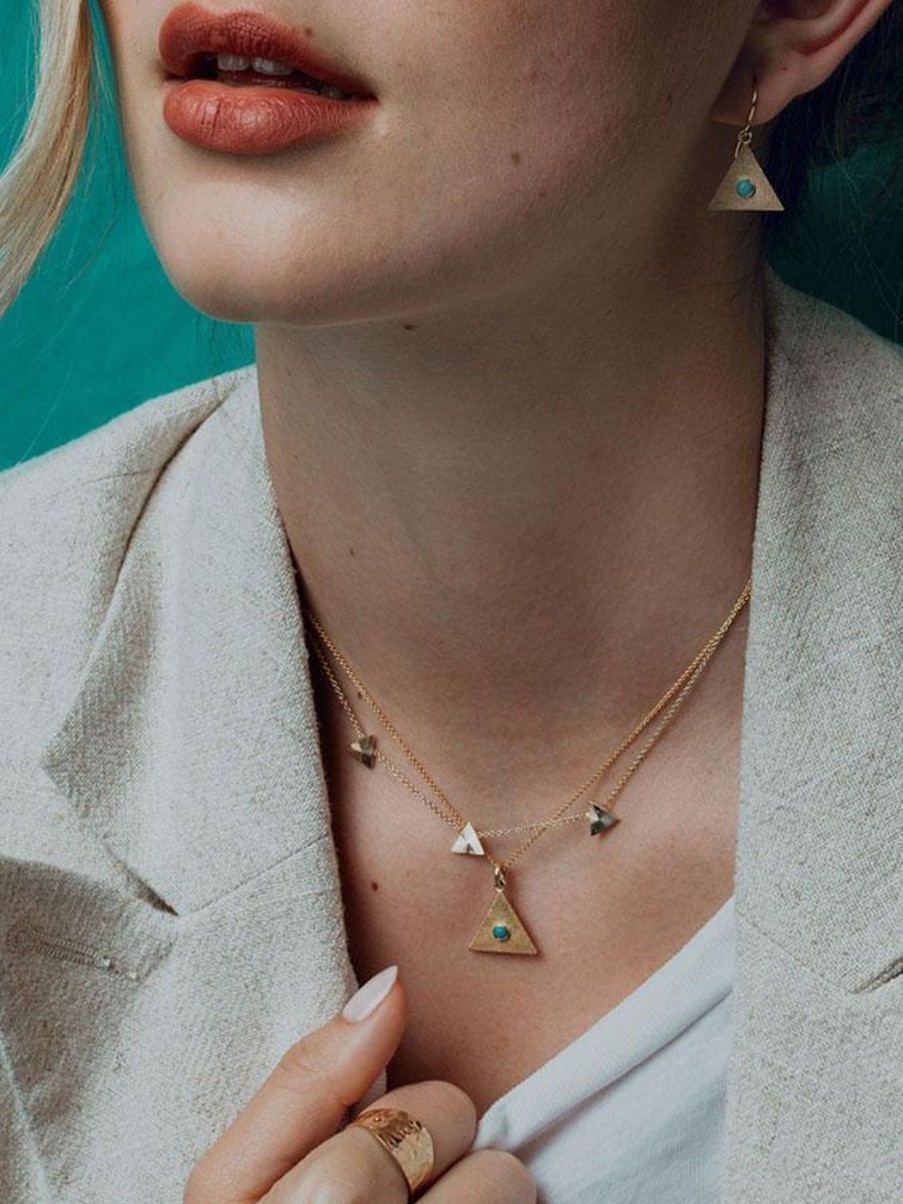 Necklaces Alice Pierre | Sand Triangle Necklace With Turquoise