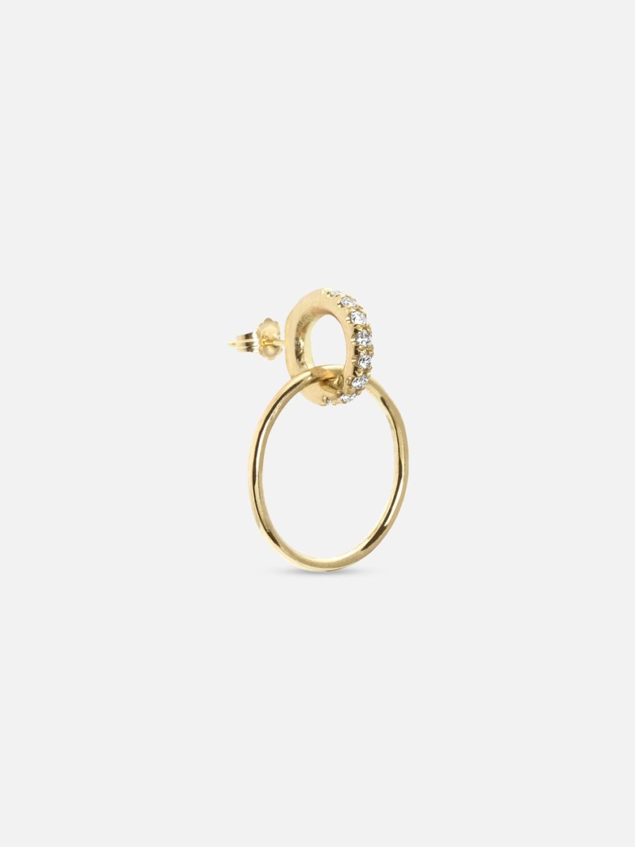 Earrings White/Space | Petite Vita Pave Hoops Yellow Gold