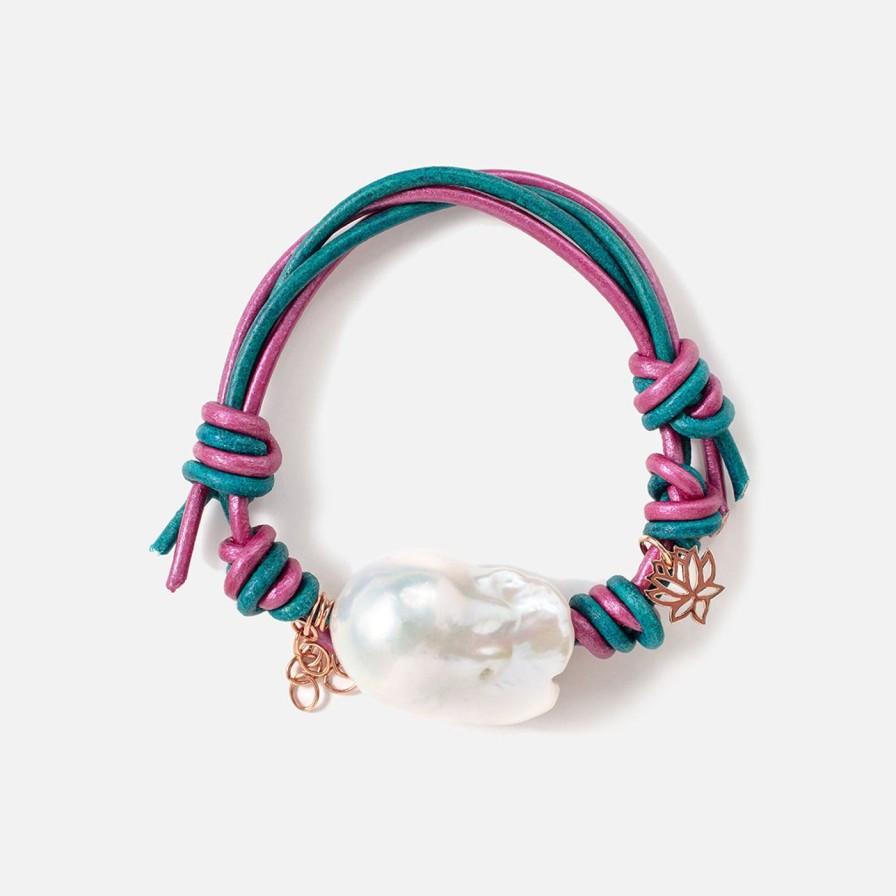 Bracelets Joie DiGiovanni | Under The Sea Baroque Pearl Rose Gold Flower Chain Bracelet