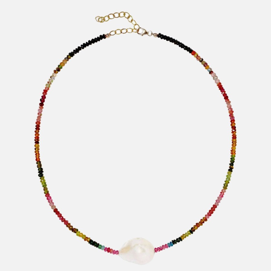 Necklaces Joie DiGiovanni | Tourmaline Single Baroque Pearl Gemstone Necklace Multi