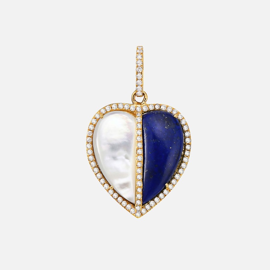 Charms & Pendants Lionheart | Lapis And Mother Of Pearl Heart Charm