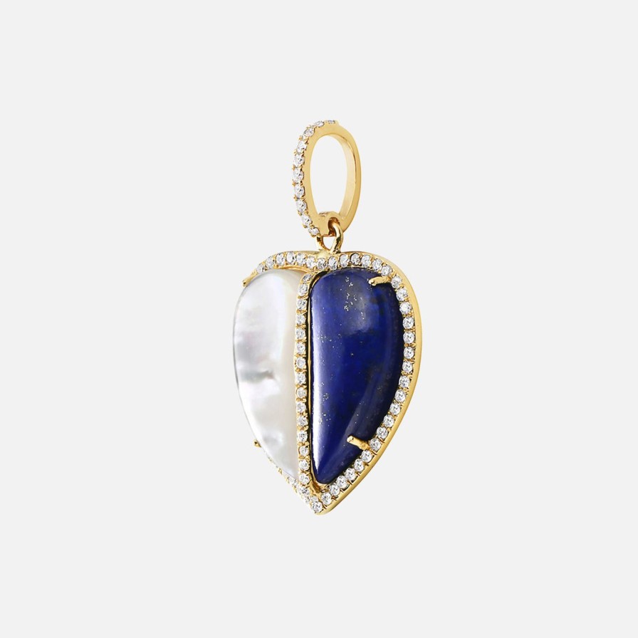 Charms & Pendants Lionheart | Lapis And Mother Of Pearl Heart Charm