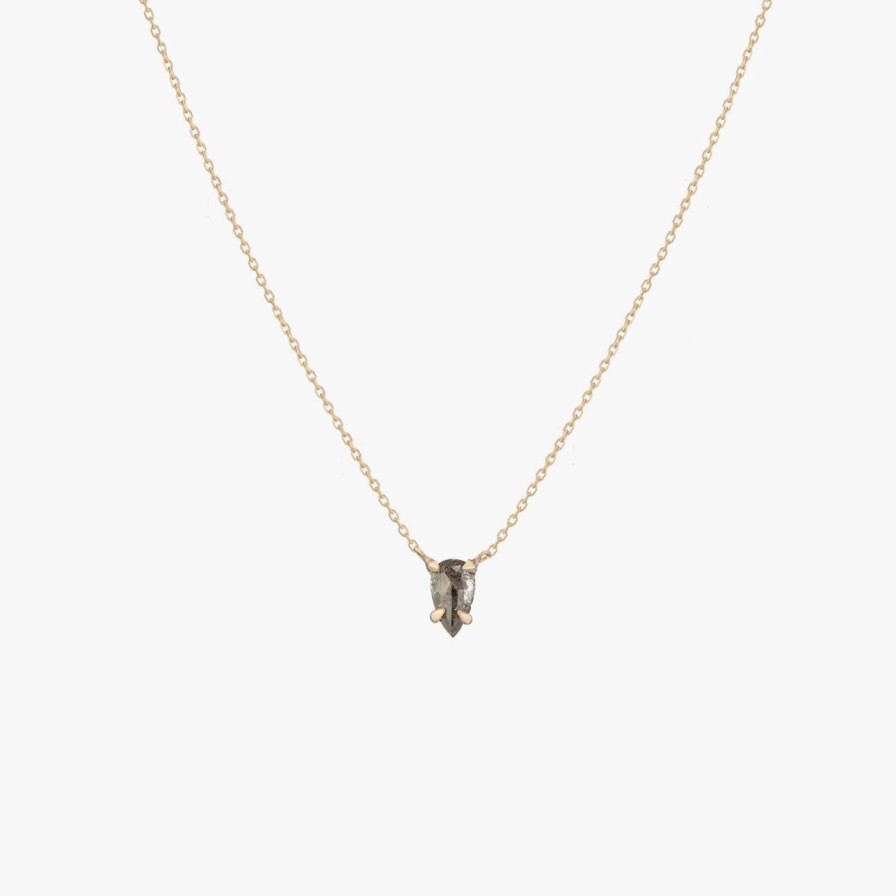 Necklaces A.M. Thorne | Dark Grey Pear Diamond Necklace