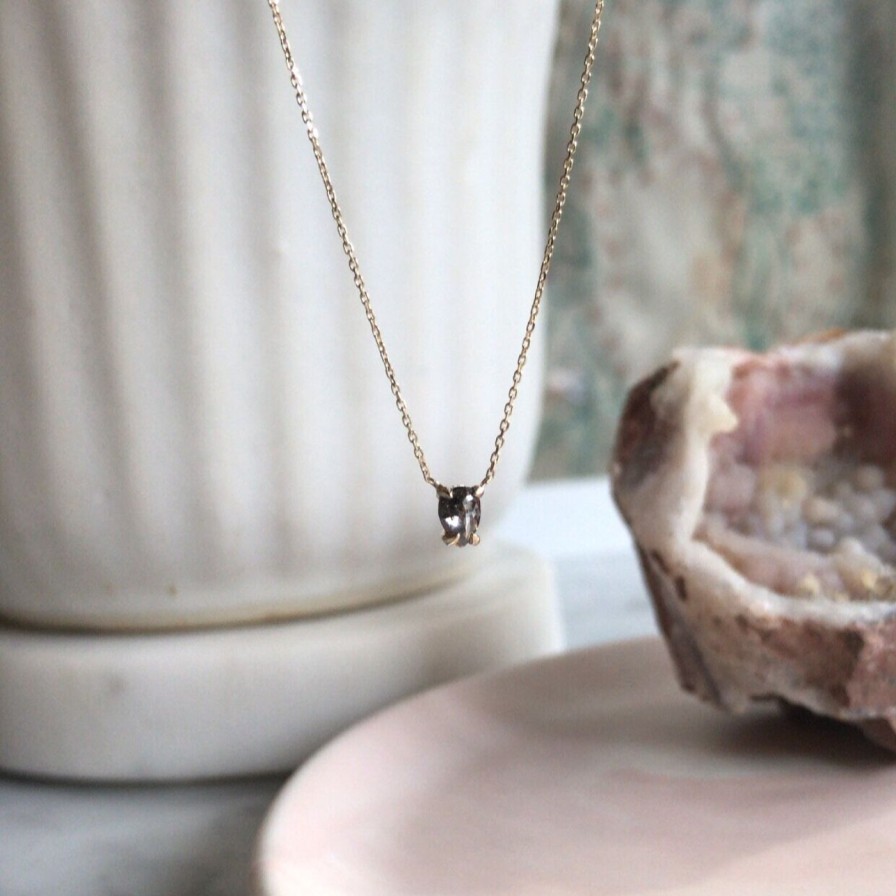 Necklaces A.M. Thorne | Dark Grey Pear Diamond Necklace