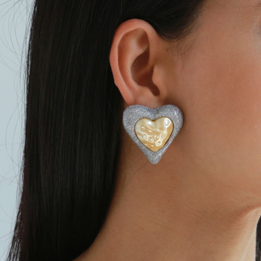 Earrings Julietta | Heart Studs, Glitter