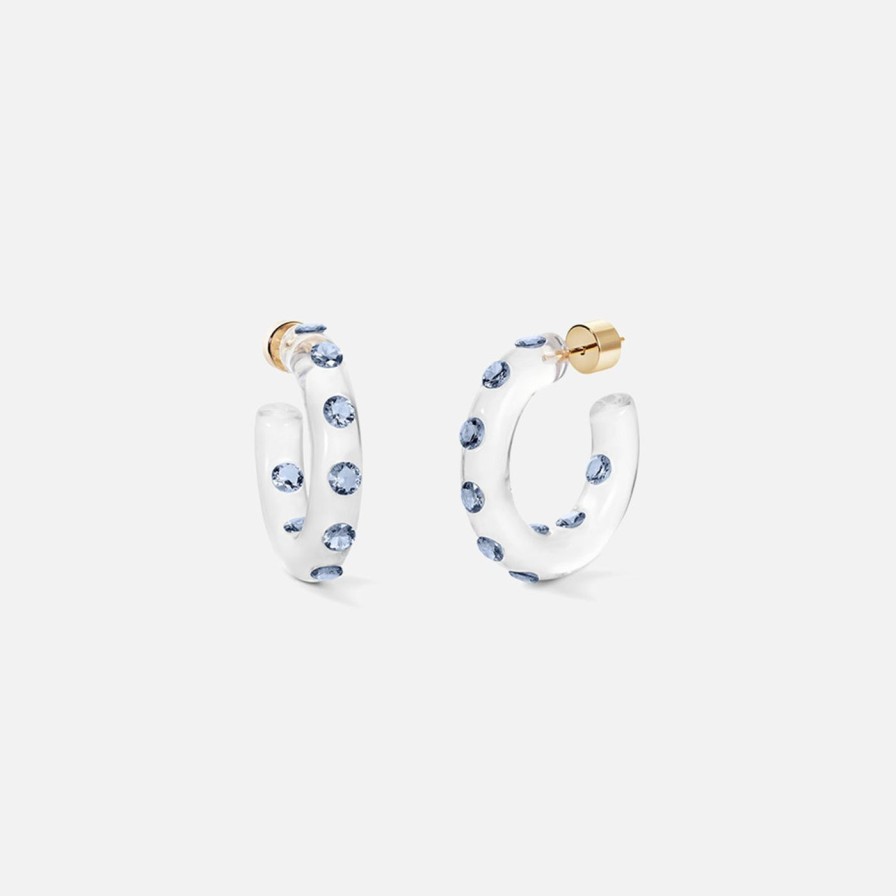 Earrings Sarah Noor | Small Lucid Hoops, Blue